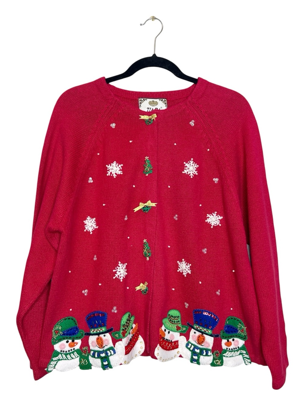 Tiara International 2003 Snowman Snowflakes Ugly Christmas Sweater size Large